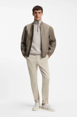 Regular-Fit Jacke aus strukturiertem Leder