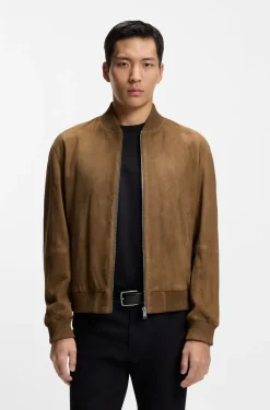 Regular-Fit Jacke aus Veloursleder