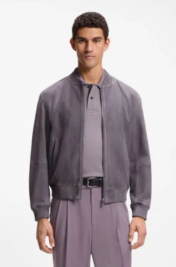 Regular-Fit Jacke aus Veloursleder