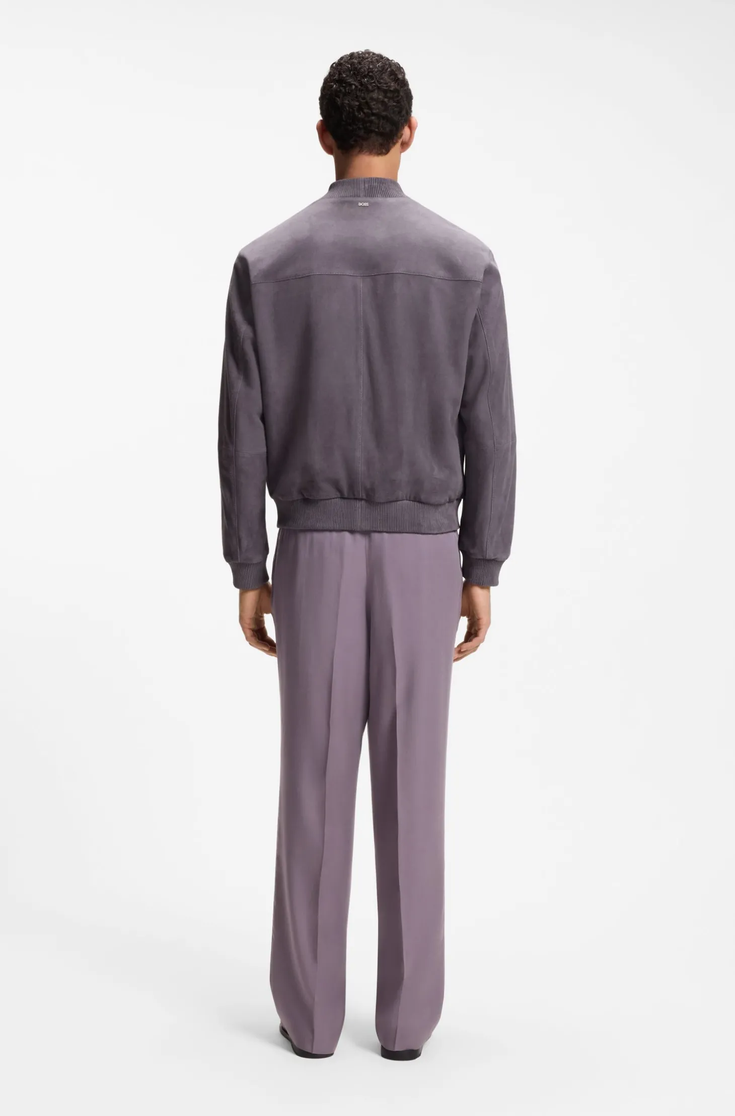 Regular-Fit Jacke aus Veloursleder