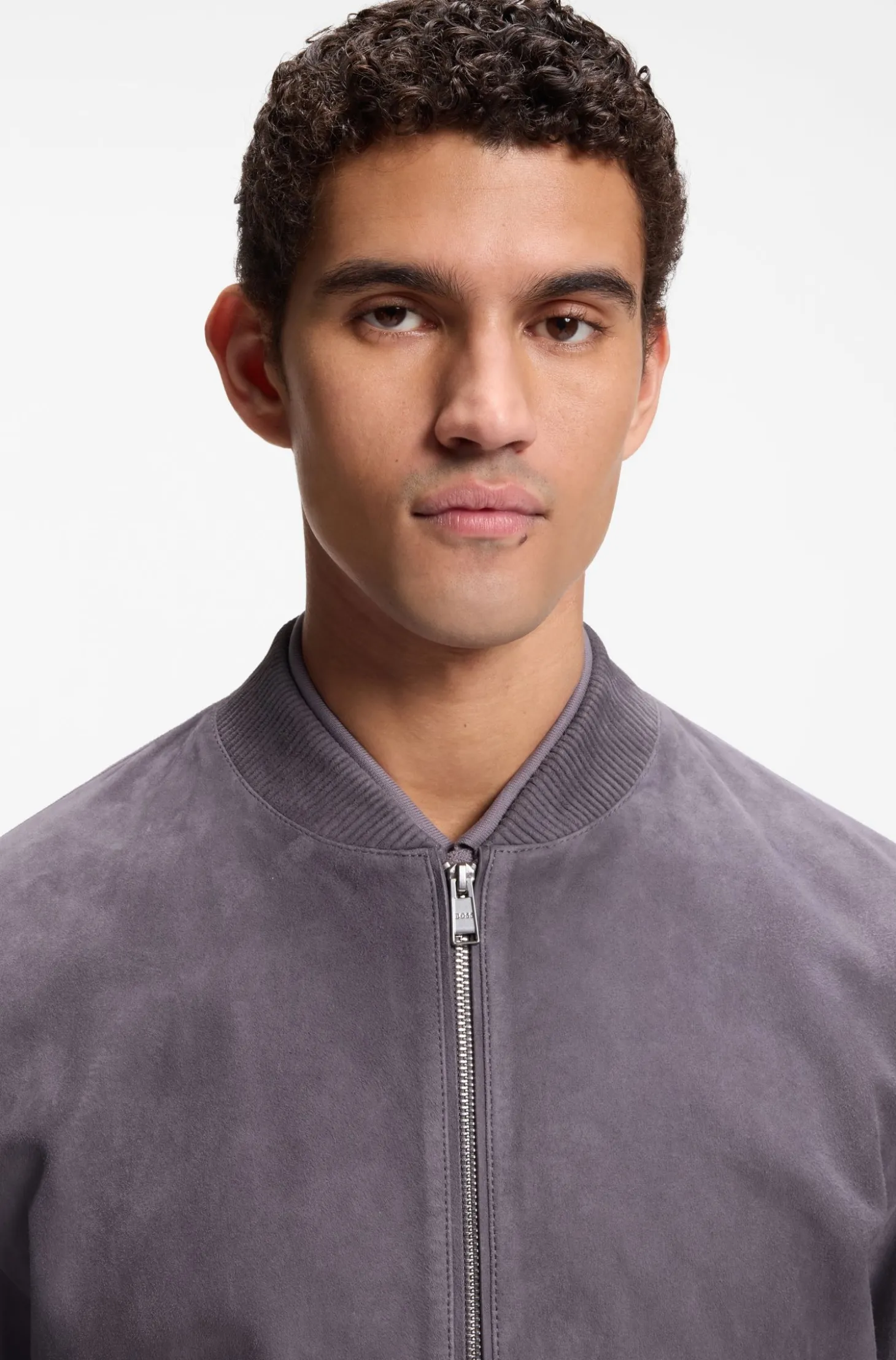 Regular-Fit Jacke aus Veloursleder