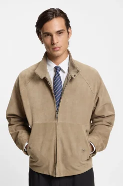 Regular-Fit Jacke aus Veloursleder