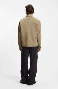 Regular-Fit Jacke aus Veloursleder