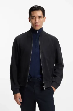Regular-Fit Jacke aus Veloursleder