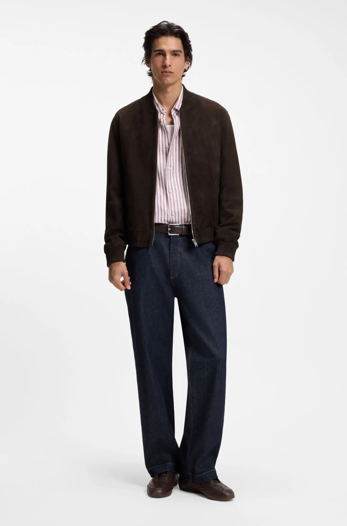 Regular-Fit Jacke aus Veloursleder
