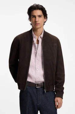 Regular-Fit Jacke aus Veloursleder