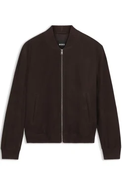 Regular-Fit Jacke aus Veloursleder