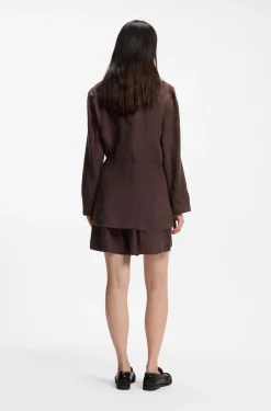 Regular-Fit Jacke ohne Kragen mit Tunnelzugbund an der Taille