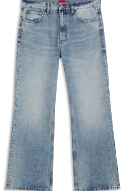 Regular-Fit Jeans aus blauem Denim mit ausgestelltem Bein