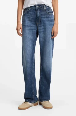 Regular-Fit Jeans aus blau marmoriertem Denim