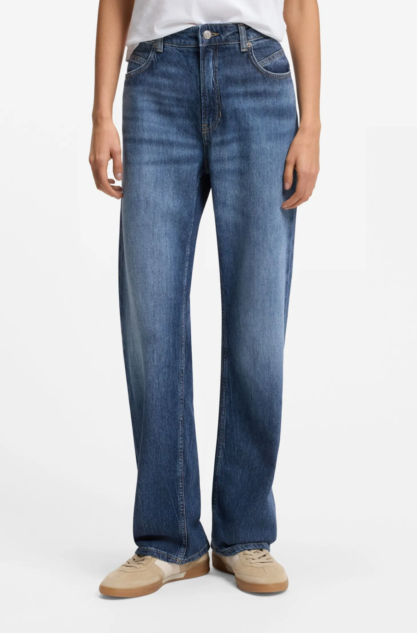 Regular-Fit Jeans aus blau marmoriertem Denim