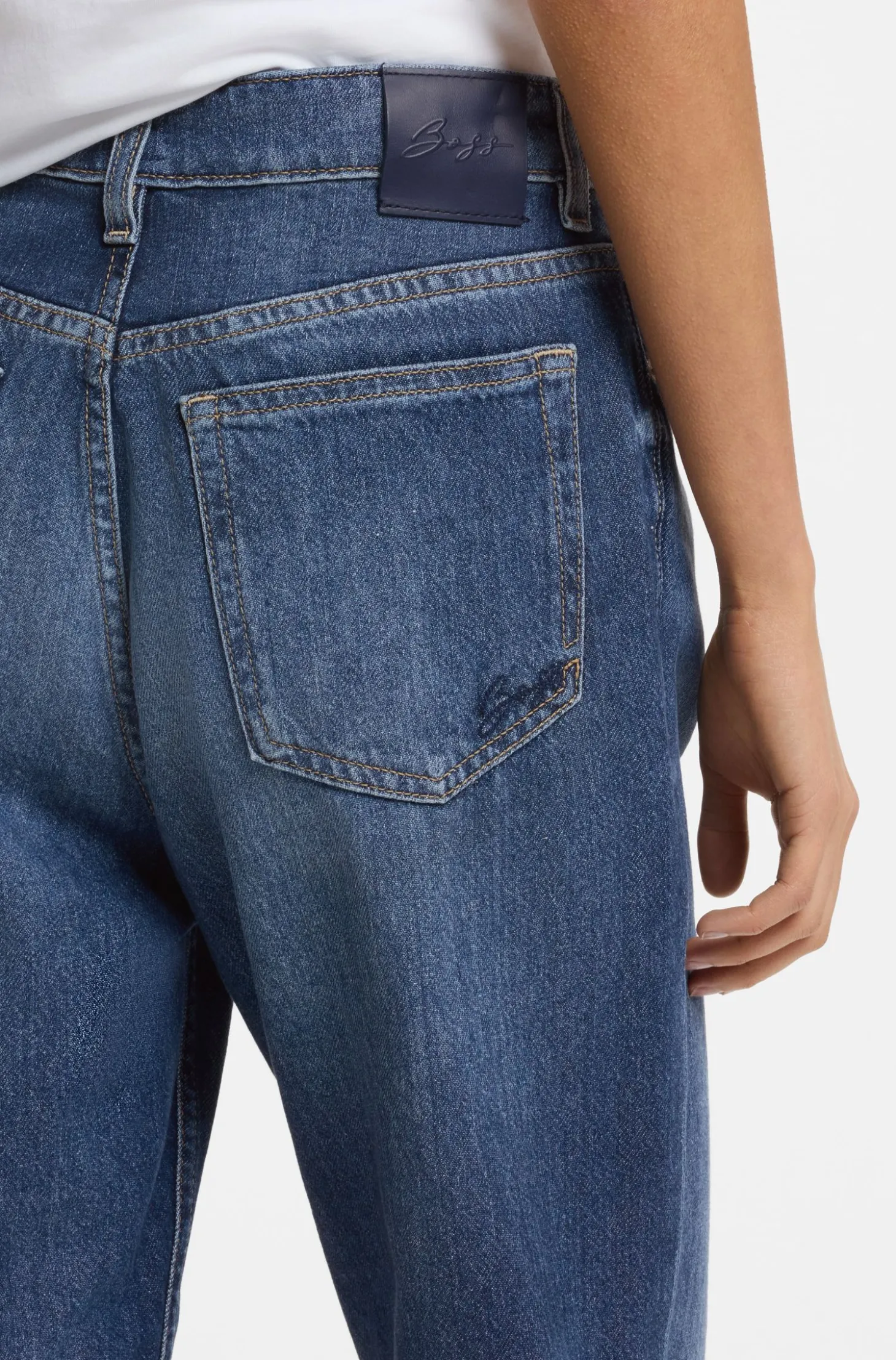 Regular-Fit Jeans aus blau marmoriertem Denim