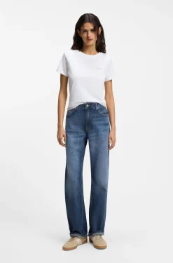 Regular-Fit Jeans aus blau marmoriertem Denim