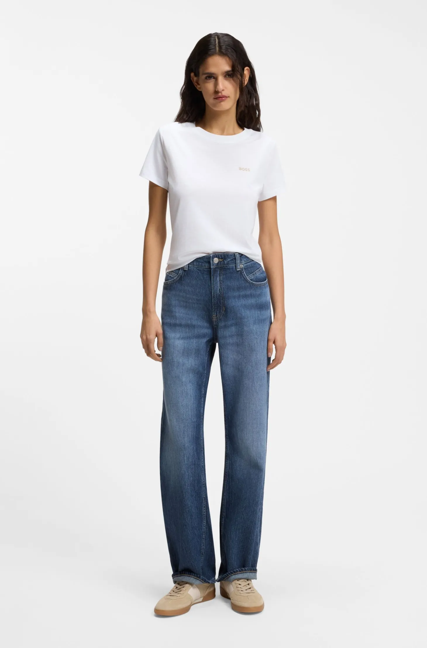 Regular-Fit Jeans aus blau marmoriertem Denim