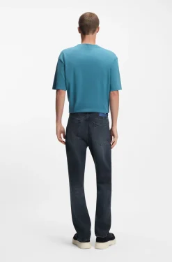 Regular-Fit Jeans aus dunkelblauem Denim