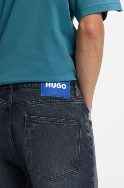 Regular-Fit Jeans aus dunkelblauem Denim