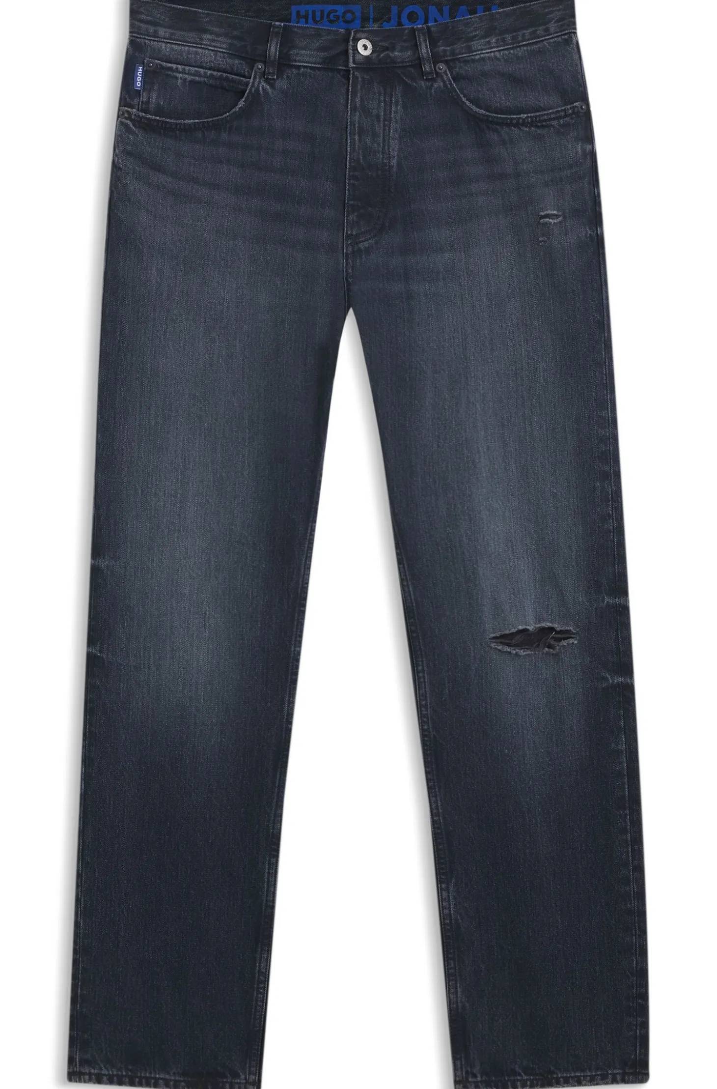 Regular-Fit Jeans aus dunkelblauem Denim