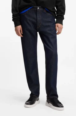 Regular-Fit Jeans aus dunkelblauem Denim