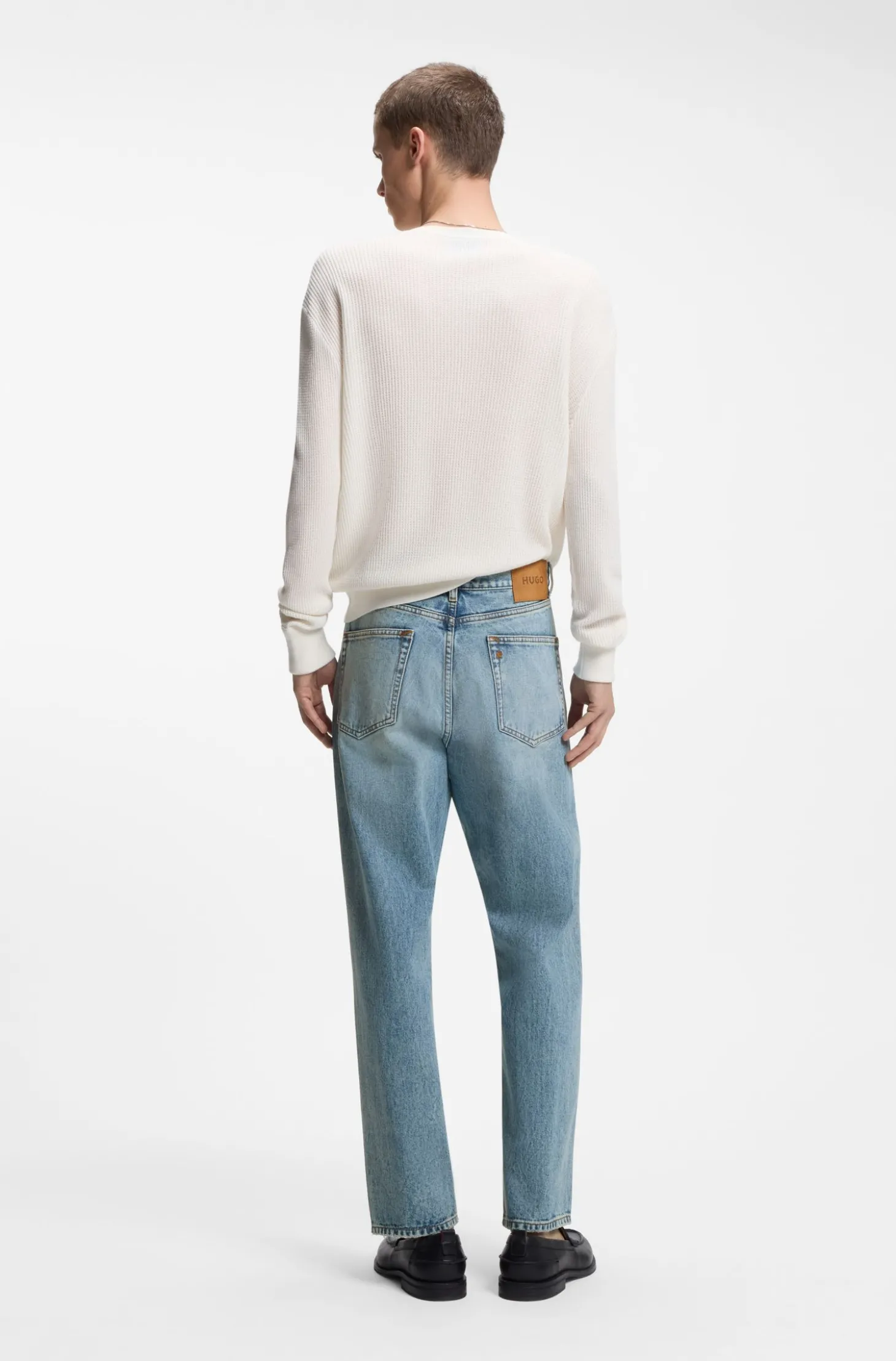 Regular-Fit Jeans aus leuchtend blauem Gewebe mit Broken-Twill-Struktur