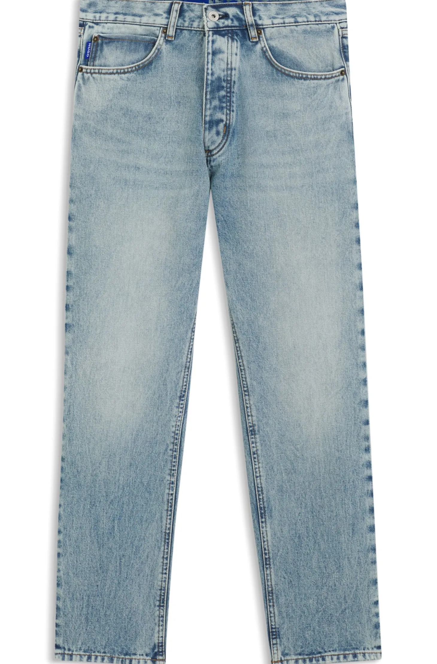 Regular-Fit Jeans aus leuchtend blauem Gewebe mit Broken-Twill-Struktur