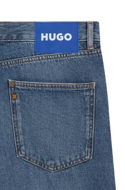 Regular-Fit Jeans aus mittelblauem Stone-washed Baumwoll-Denim