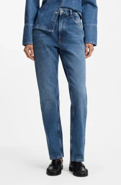 Regular-Fit Jeans aus mitteldunklem Denim mit softem Peach-Touch