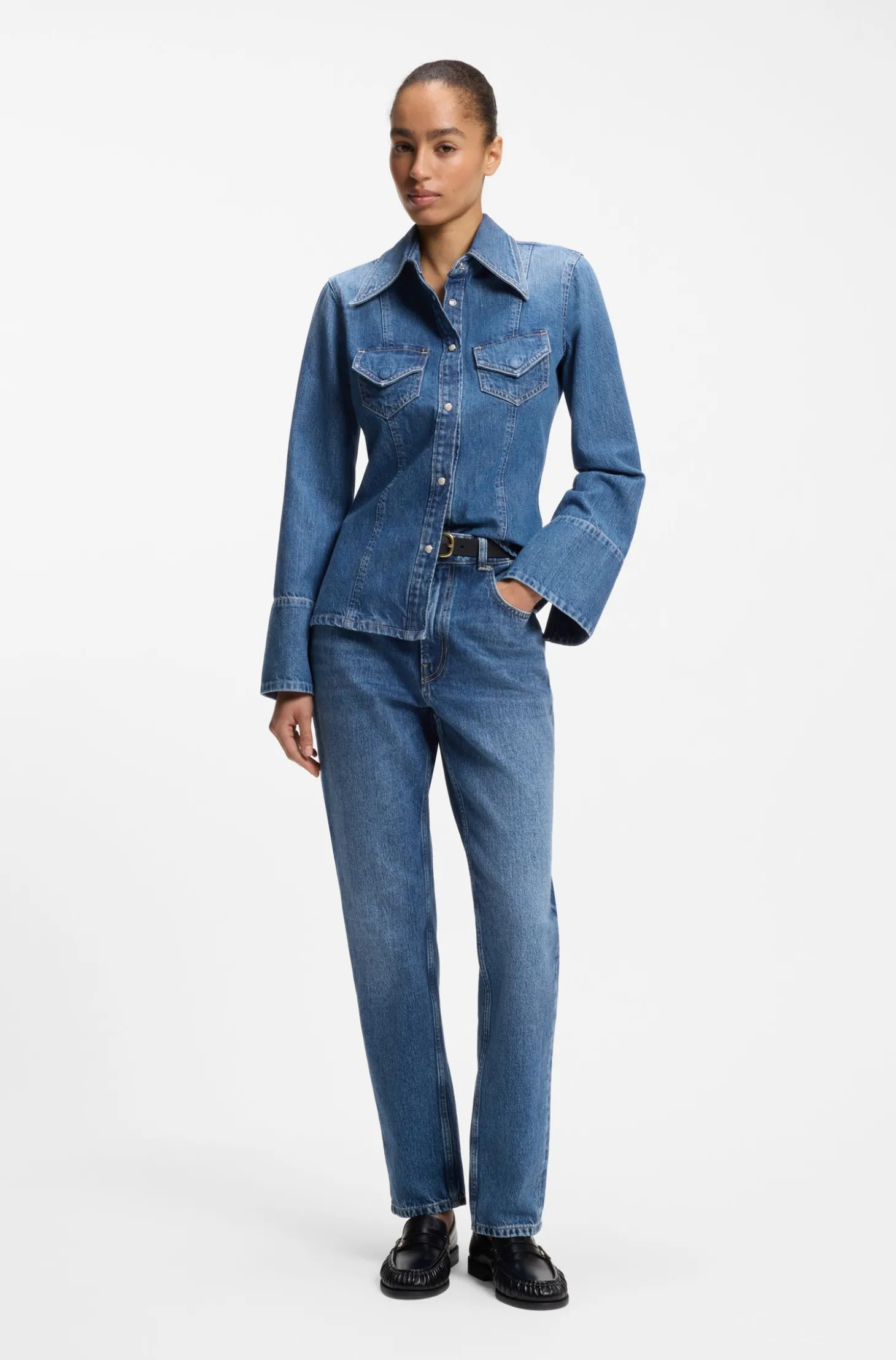 Regular-Fit Jeans aus mitteldunklem Denim mit softem Peach-Touch