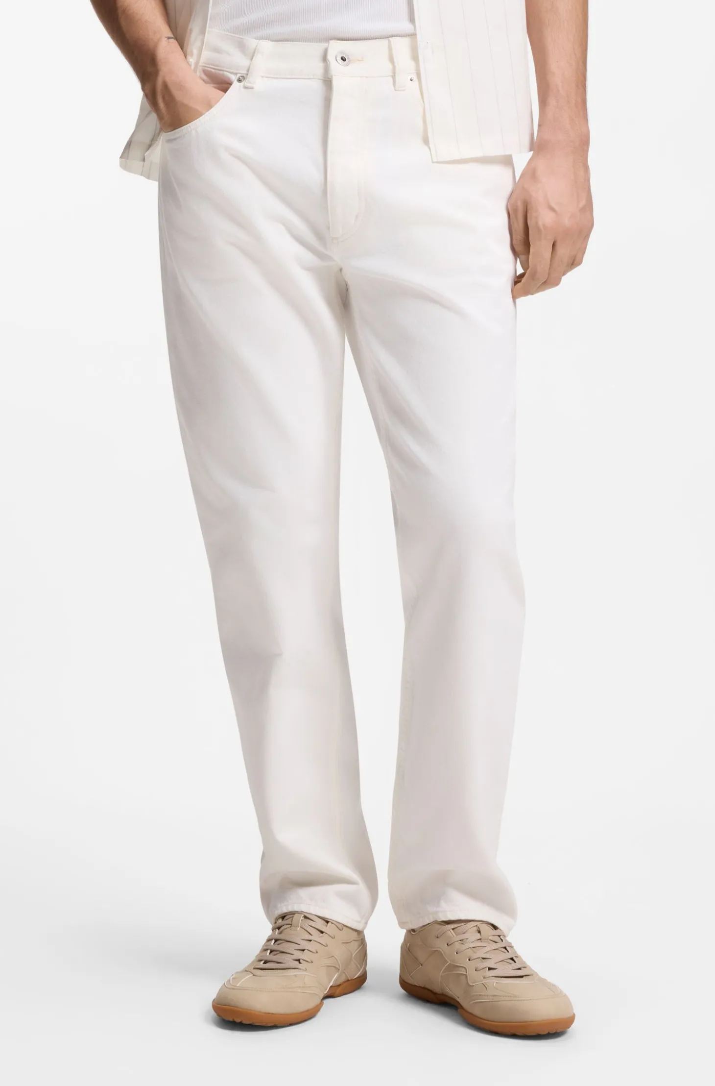 Regular-Fit Jeans aus weißem Denim