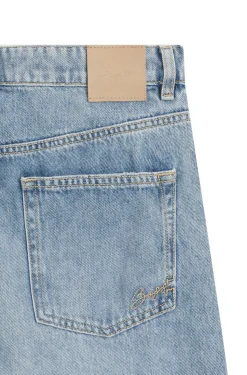 Regular-Fit Jeans mit weitem Bein aus hellblauem Denim