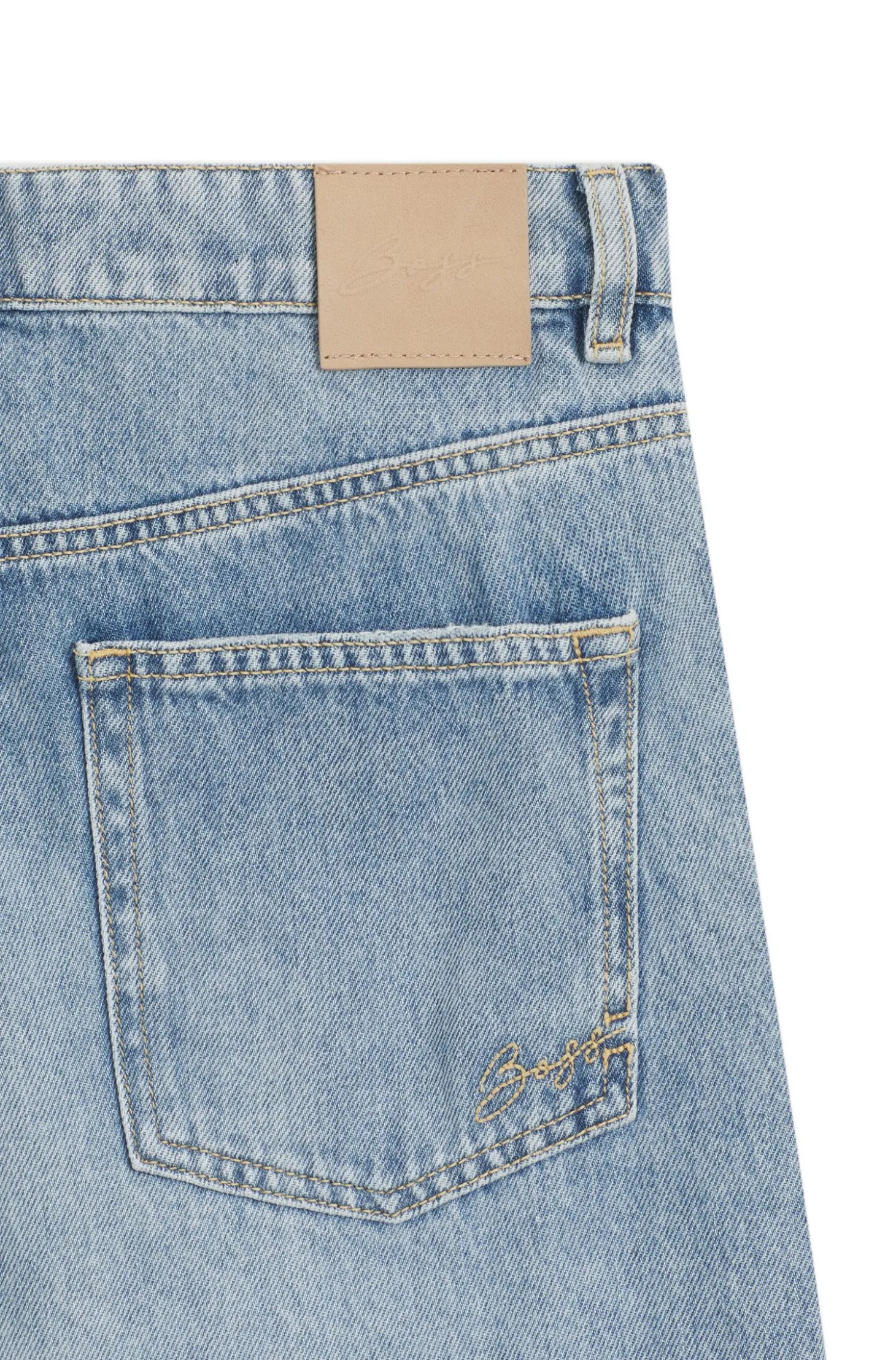 Regular-Fit Jeans mit weitem Bein aus hellblauem Denim