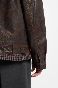 Regular-Fit Lederjacke mit Brusttaschen