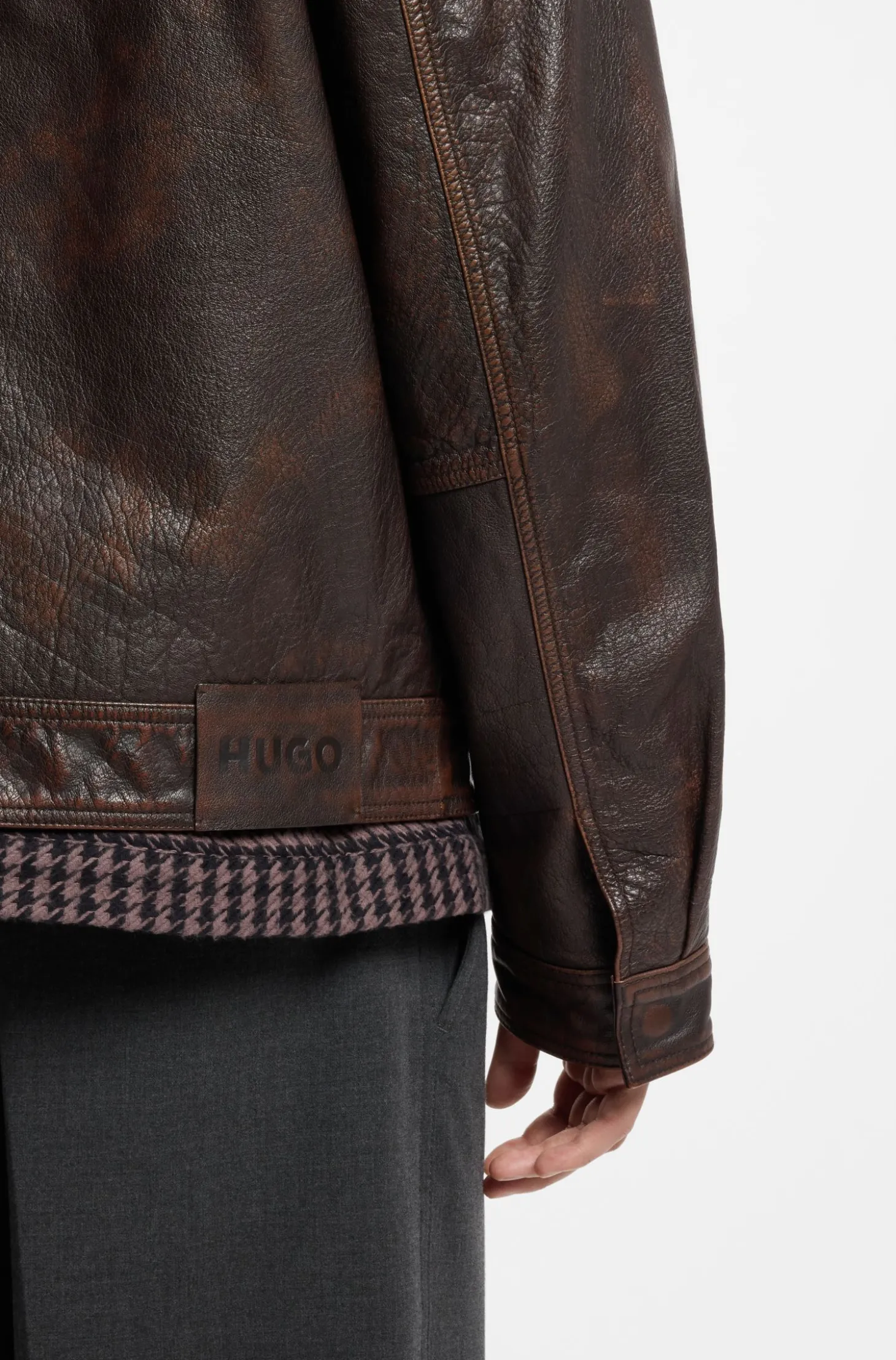 Regular-Fit Lederjacke mit Brusttaschen