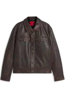 Regular-Fit Lederjacke mit Brusttaschen