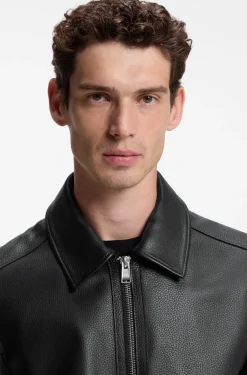 Regular-Fit Lederjacke mit Reißverschluss