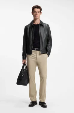 Regular-Fit Lederjacke mit Reißverschluss