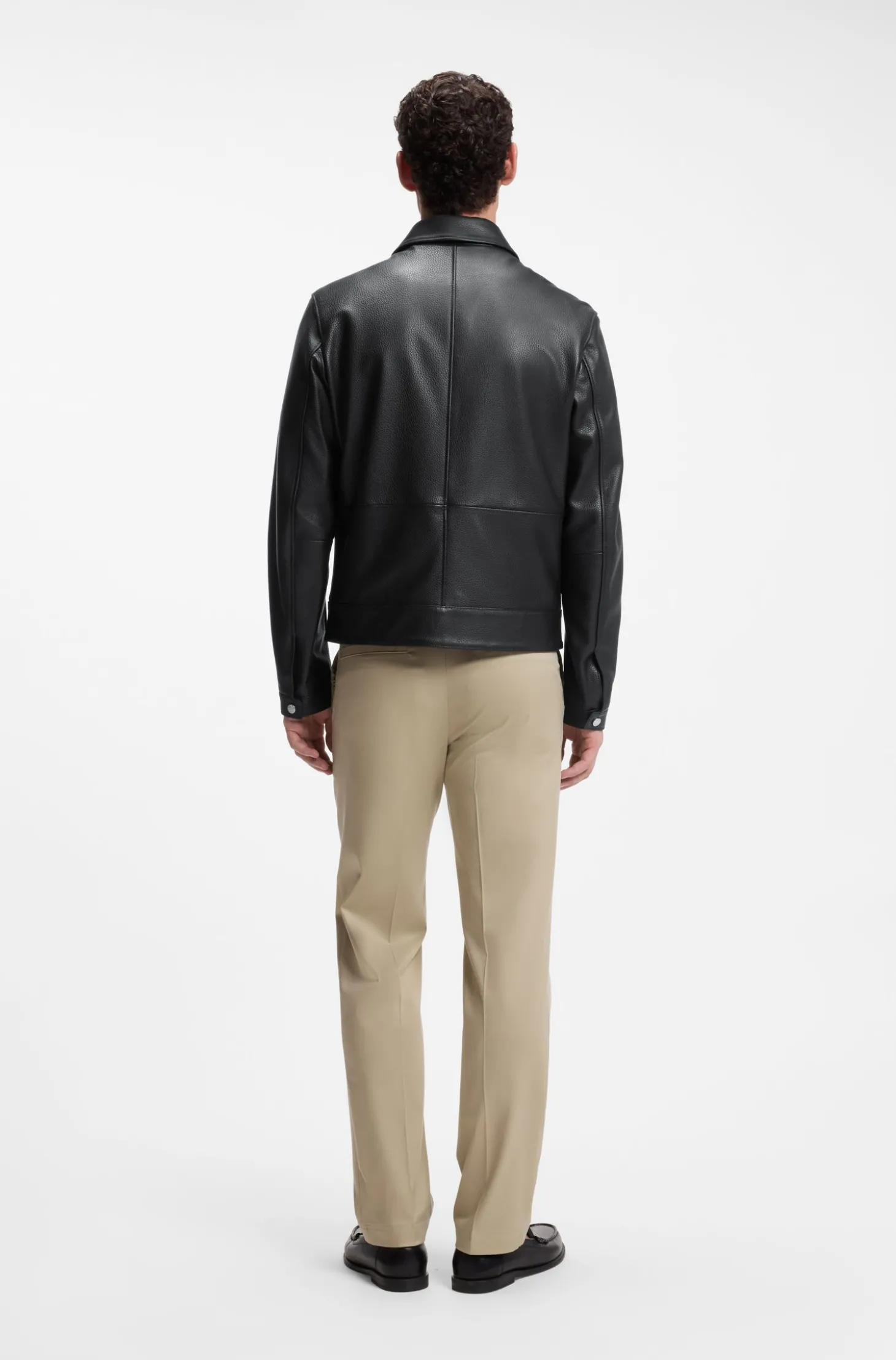 Regular-Fit Lederjacke mit Reißverschluss