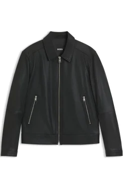 Regular-Fit Lederjacke mit Reißverschluss