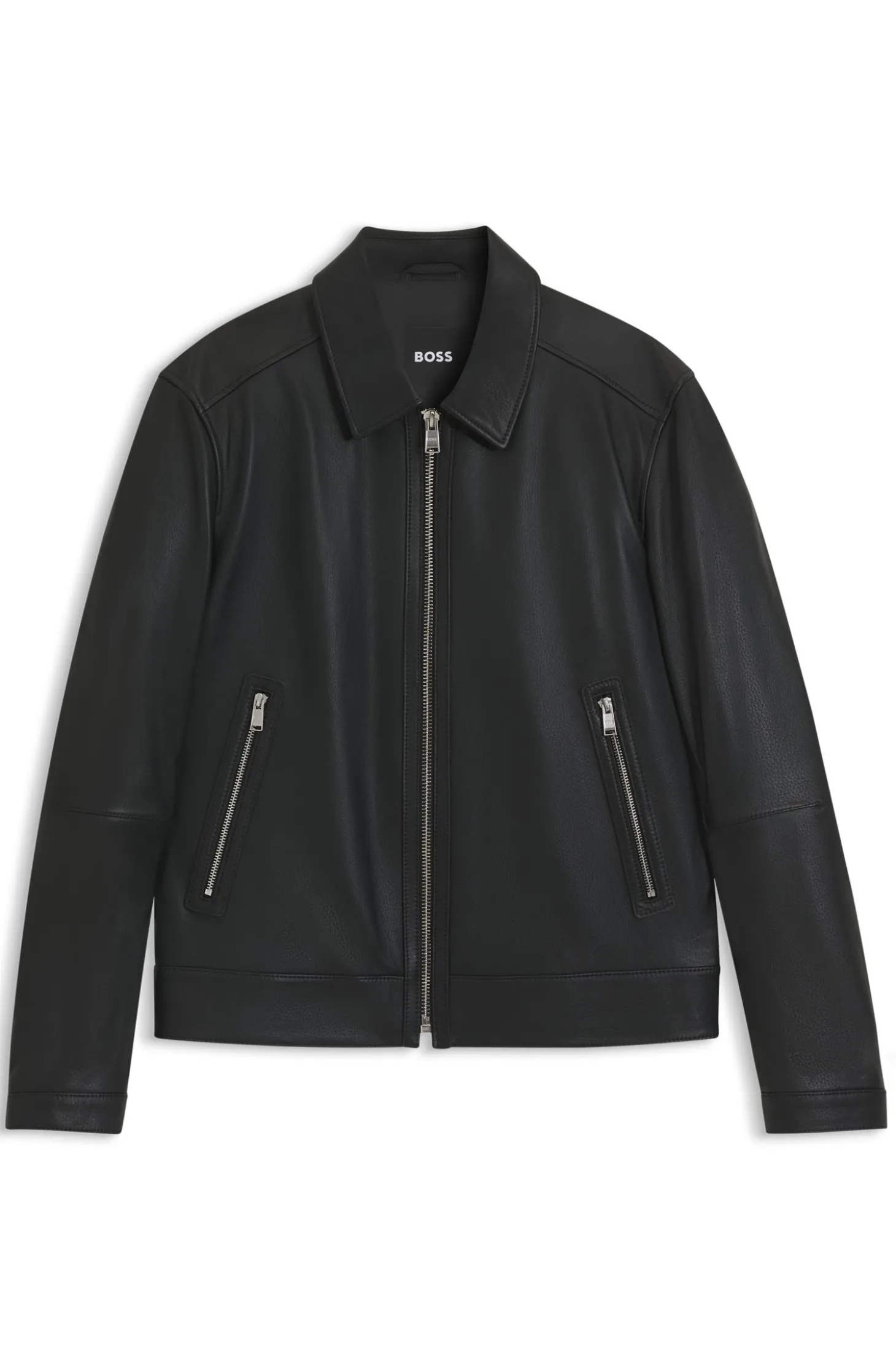 Regular-Fit Lederjacke mit Reißverschluss