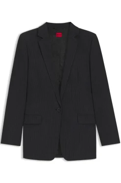 Regular-Fit Longline-Blazer aus Flanell mit Nadelstreifen