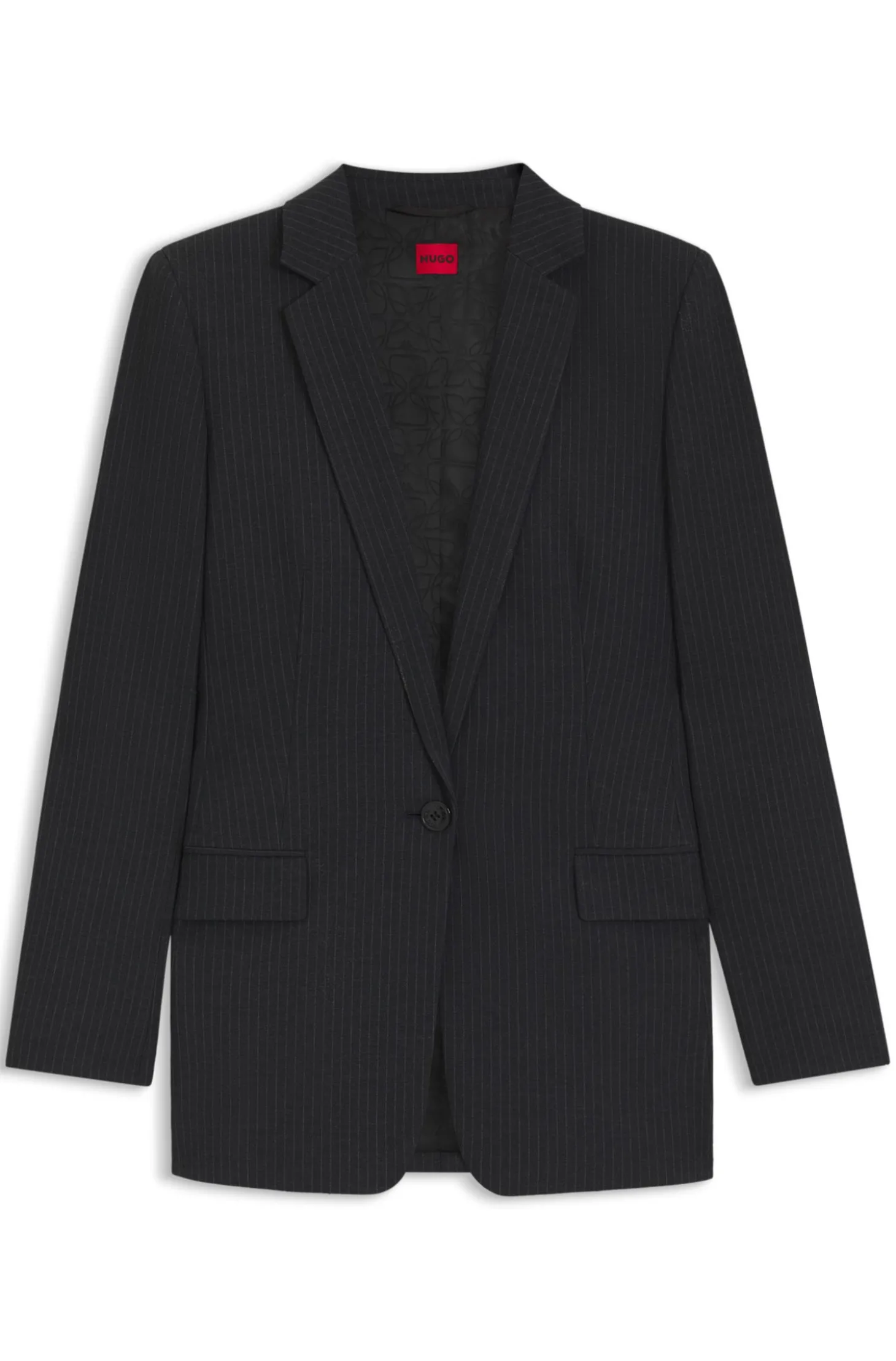 Regular-Fit Longline-Blazer aus Flanell mit Nadelstreifen