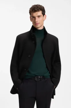 Regular-Fit Mantel aus meliertem italienischem Jersey