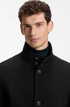 Regular-Fit Mantel aus meliertem italienischem Jersey
