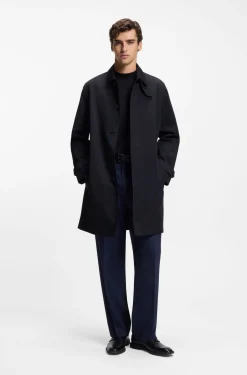 Regular-Fit Mantel aus wasserabweisender Gabardine