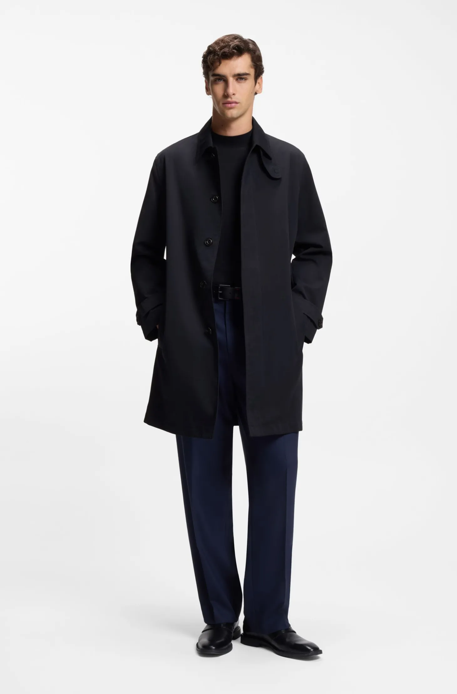 Regular-Fit Mantel aus wasserabweisender Gabardine