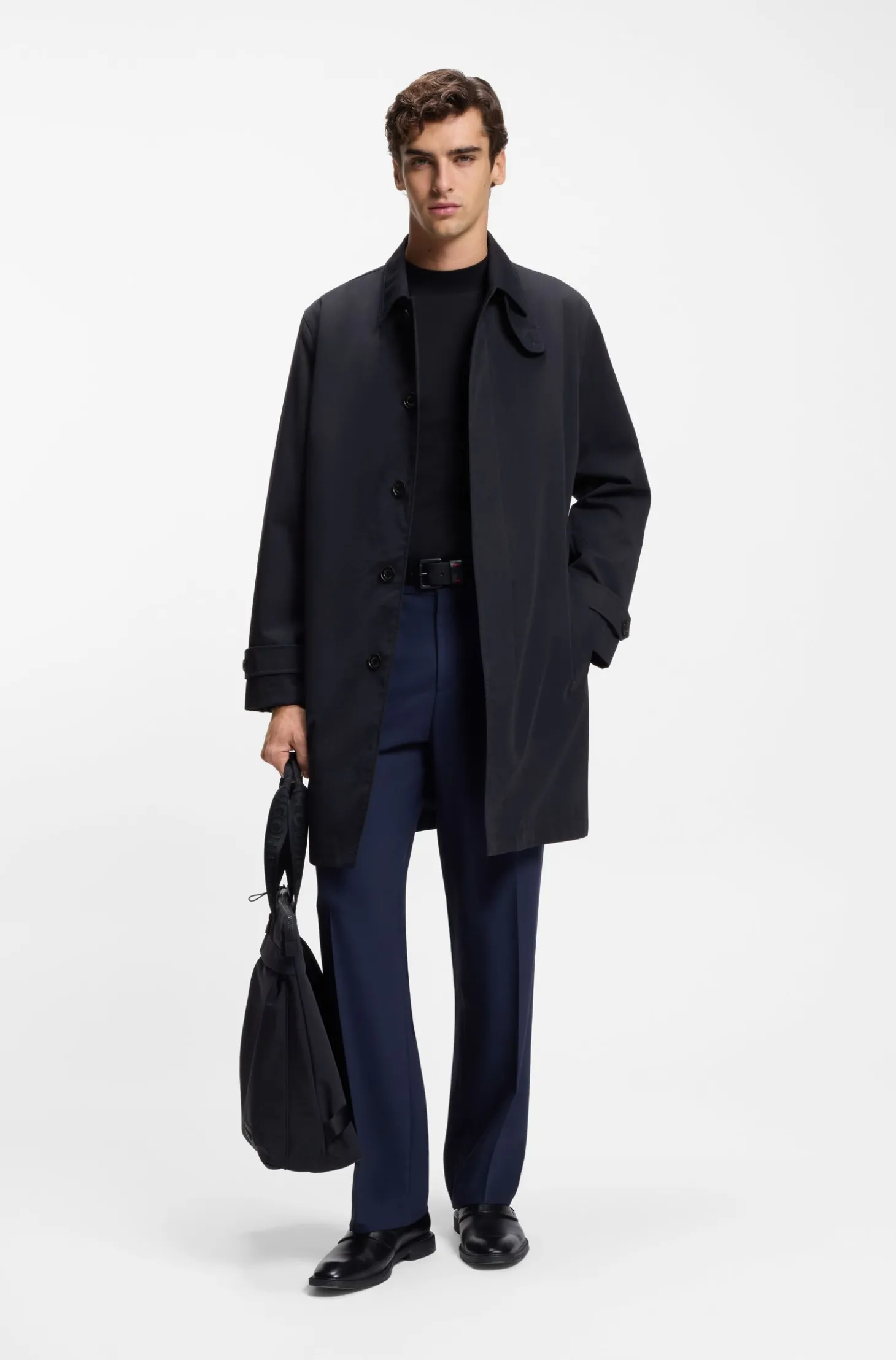 Regular-Fit Mantel aus wasserabweisender Gabardine