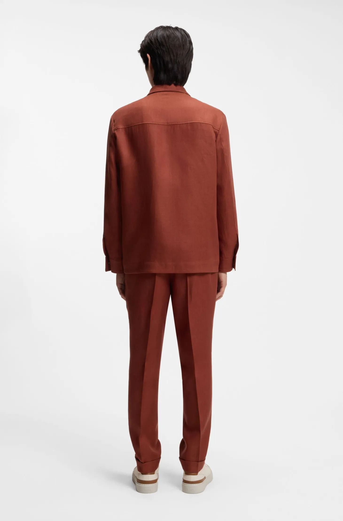 Regular-Fit Overshirt aus knitterfreiem Leinen