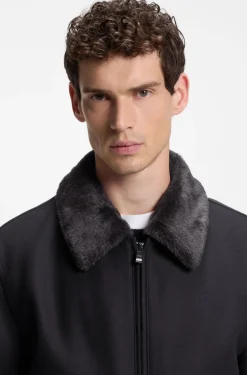 Regular-Fit Pilotenjacke mit abnehmbarem Kragen aus Kunstfell