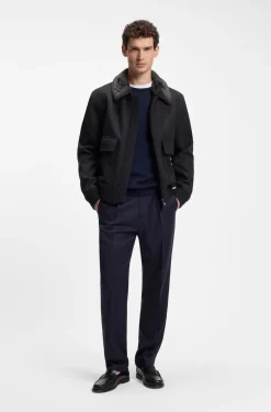 Regular-Fit Pilotenjacke mit abnehmbarem Kragen aus Kunstfell