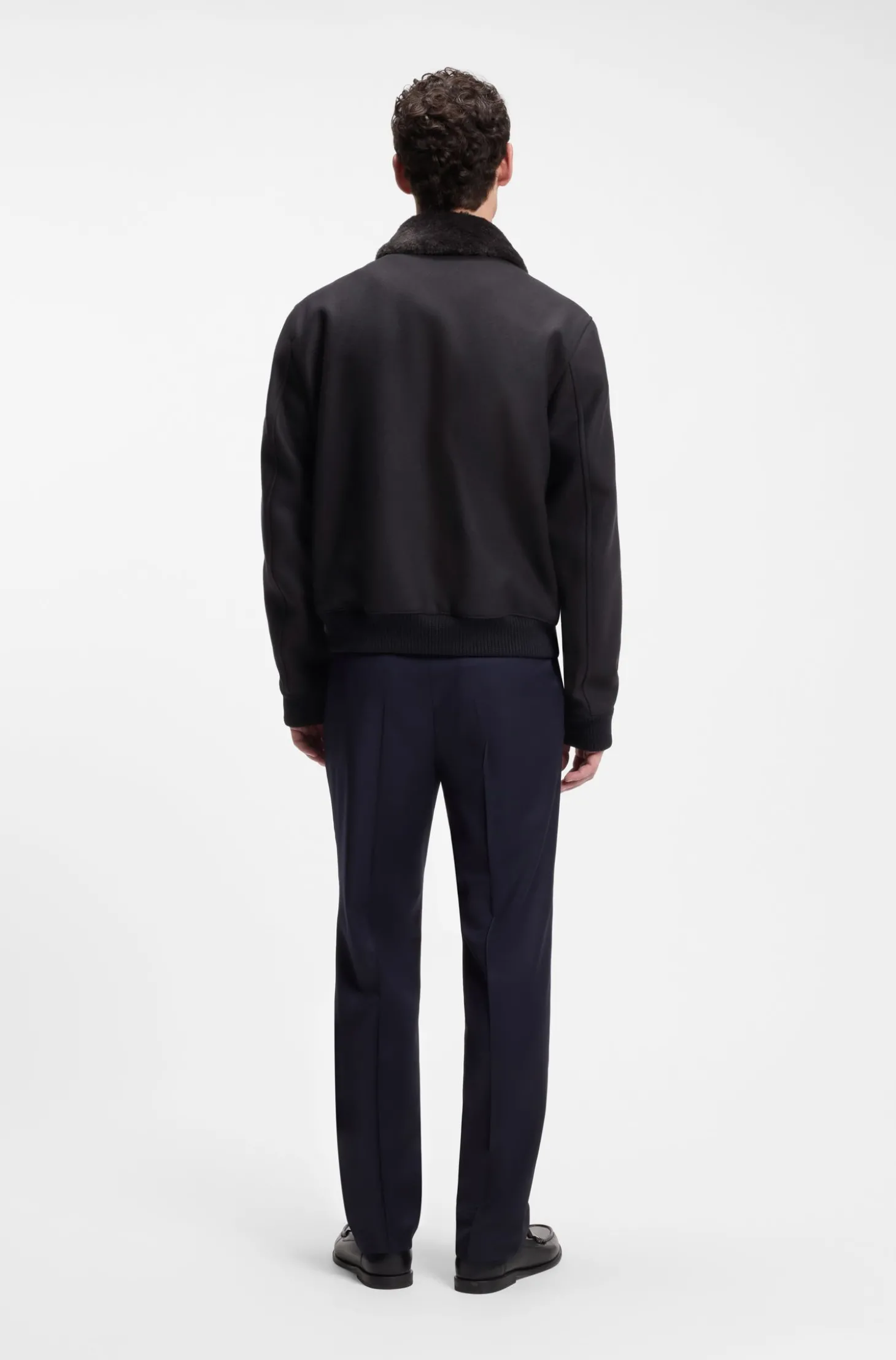 Regular-Fit Pilotenjacke mit abnehmbarem Kragen aus Kunstfell