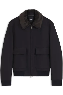 Regular-Fit Pilotenjacke mit abnehmbarem Kragen aus Kunstfell
